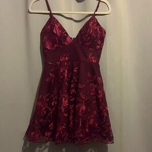Trixxi Burgundy Floral Mini Dress